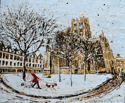 Open Edition – Signed and Numbered Small Collectors Print – Bath Abbey in the Snow