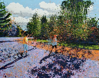 Dulwich Park London – Family Roller Skating near Gate House (Limited Edition Giclée Print – Large)
