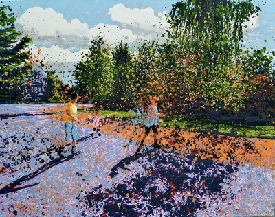 Dulwich Park London – Family Roller Skating near Gate House (Giclée Print – Small)