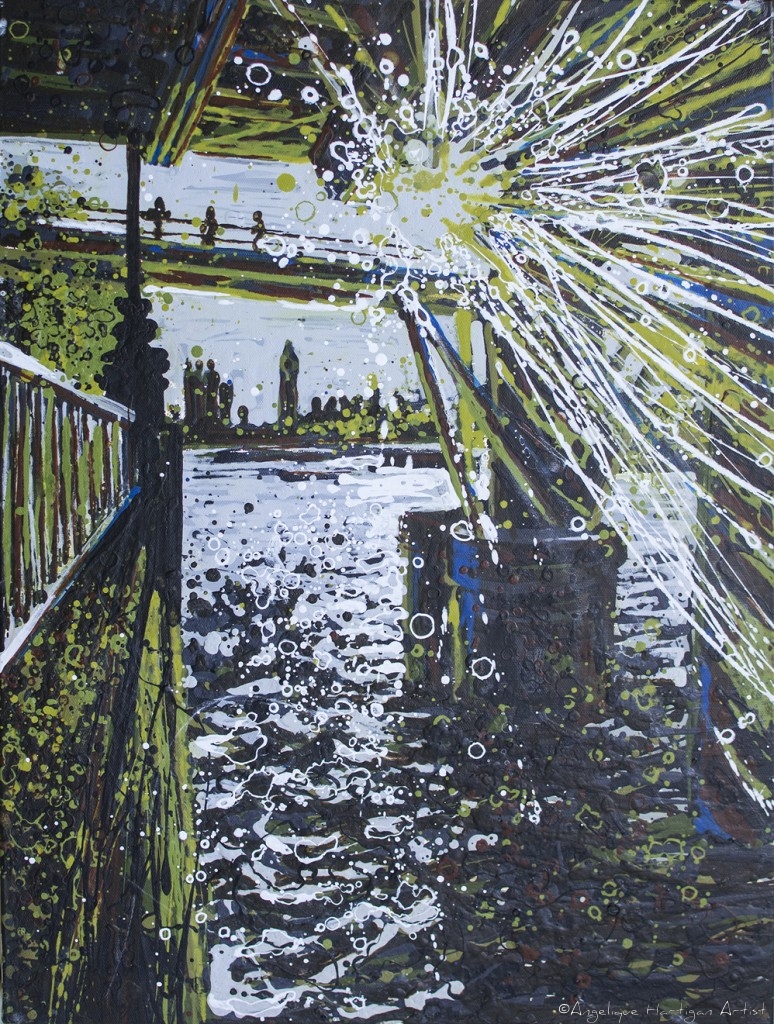 Open Edition – Signed and Numbered Small Collectors Print – Sunshine On The South Bank View Towards Big Ben Embankment London