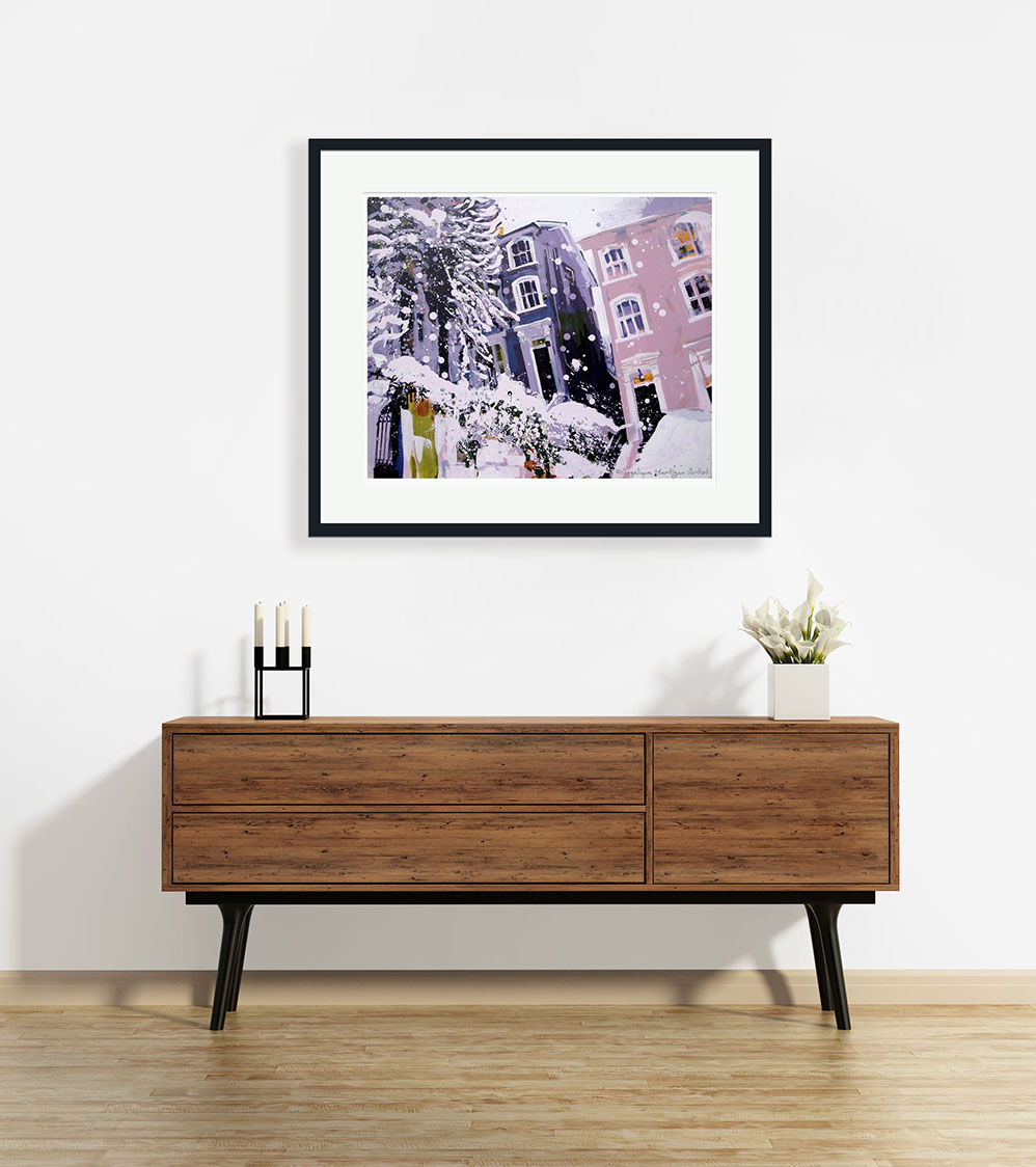 Fox Hill Crystal Palace London – Georgian Houses in Snow (Limited Edition Giclée Print – Large)