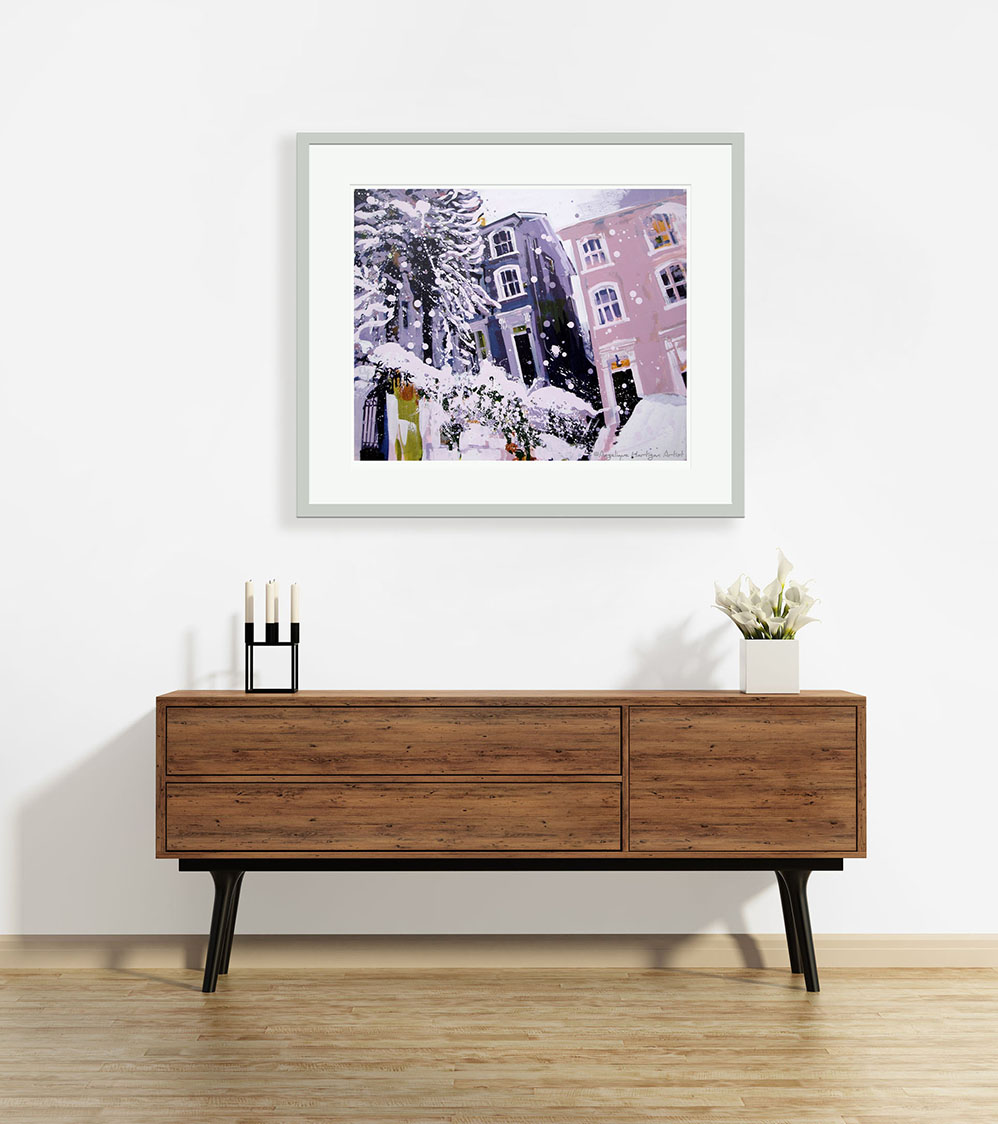 Fox Hill Crystal Palace London – Georgian Houses in Snow (Limited Edition Giclée Print – Large)