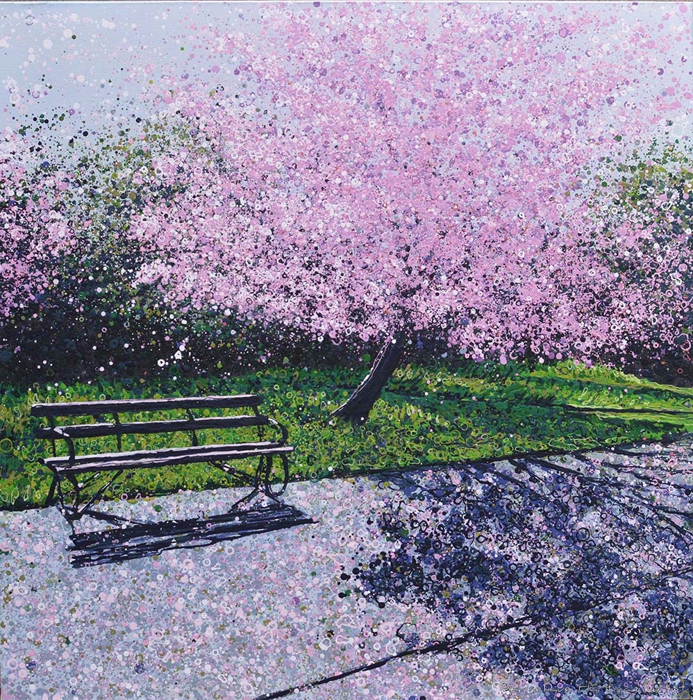 Signed limited edition giclee print – Cherry Blossom and Bench II
