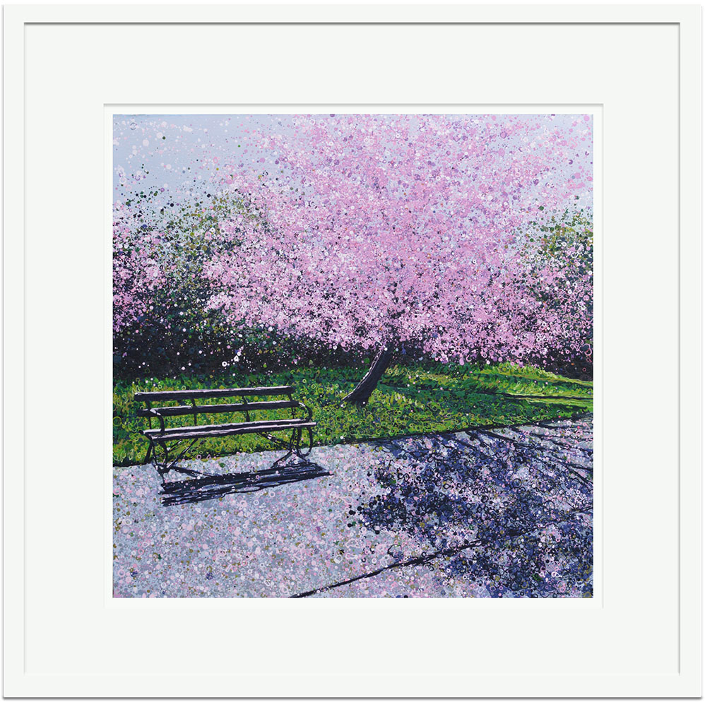 Signed limited edition giclee print – Cherry Blossom and Bench II
