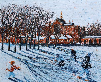 Open Edition – Signed and Numbered Small Collectors Print – Dulwich College in the Snow