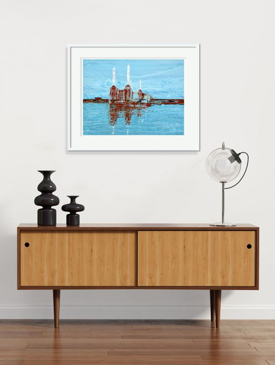 Signed, Limited edition giclee print – Battersea in the Moonlight
